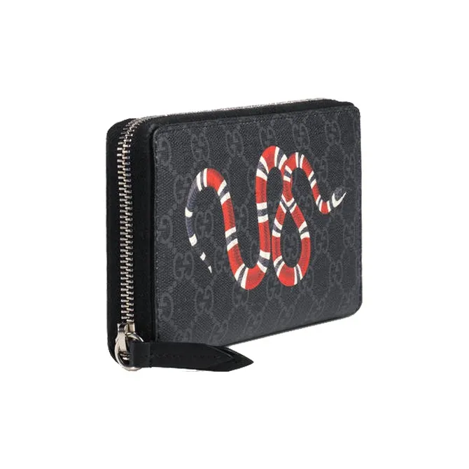 GUCCI Canvas With Leather Wallet Men's Black Gray-2