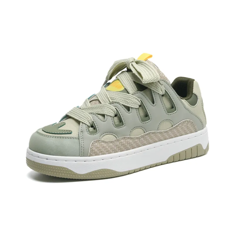 ABCIO Anti-Slip And Wear-Resistant Height Increasing Low-Top Skateboard Shoes Unisex Green-2