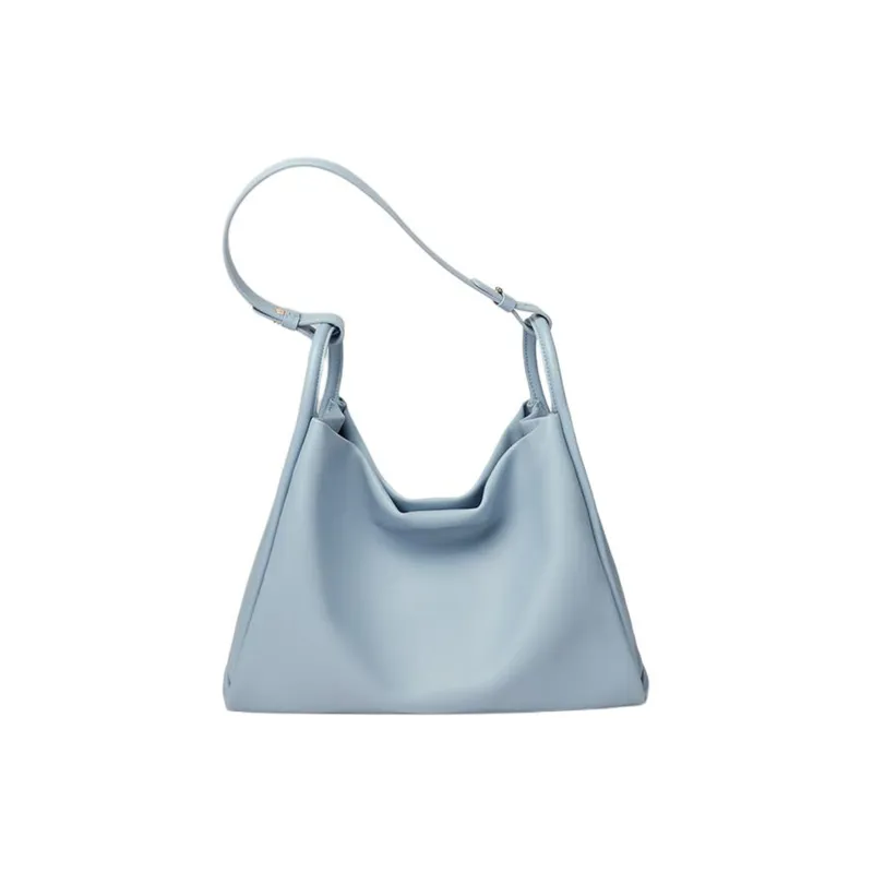 BELLE Split Cow Leather Tote Bag Shopping Bag Handbag Shoulder Bag Women's Blue-3