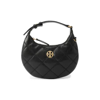 TORY BURCH TB Willa Cow Leather Crescent Moon Bag Shoulder Bag Small Size Women's Black