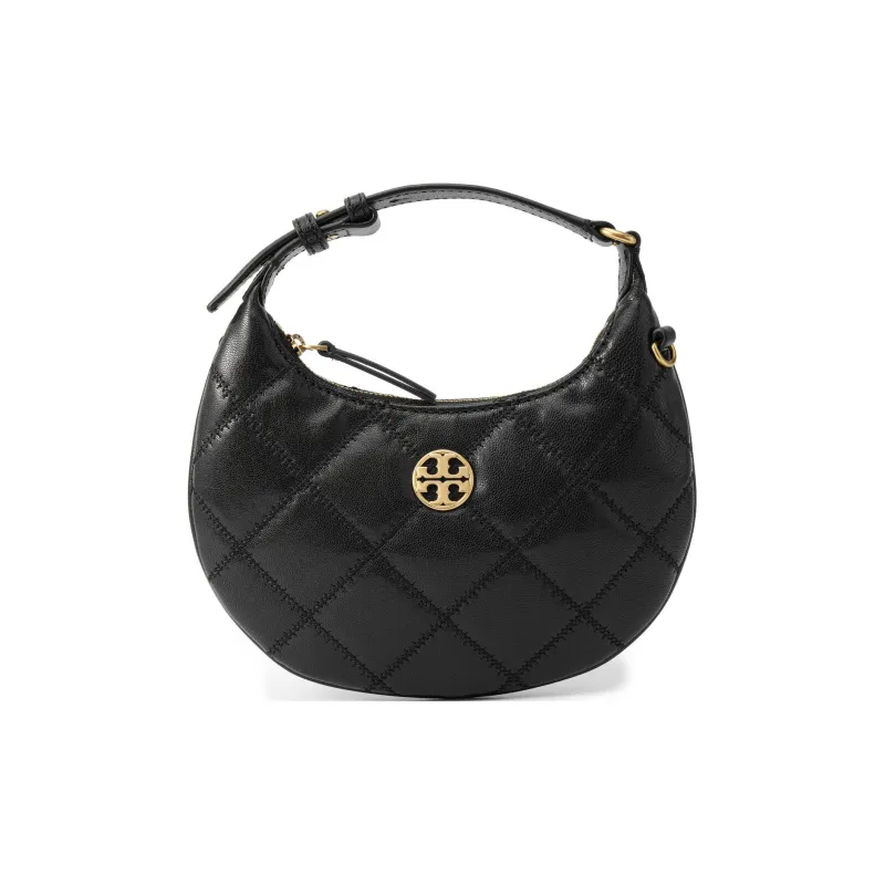 TORY BURCH TB Willa Cow Leather Crescent Moon Bag Shoulder Bag Small Size Women's Black-0