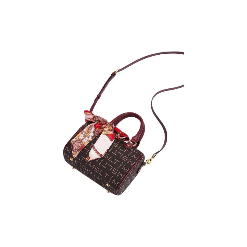 MashaLanti PVC Handbag Shoulder Bag Crossbody Bag Small Size Women's Burgundy-7