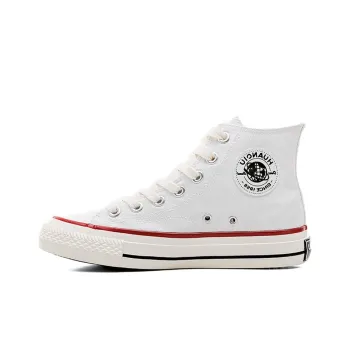 HUANQIU Wear resistant And Lightweight High Top Canvas Shoes Women's White Red