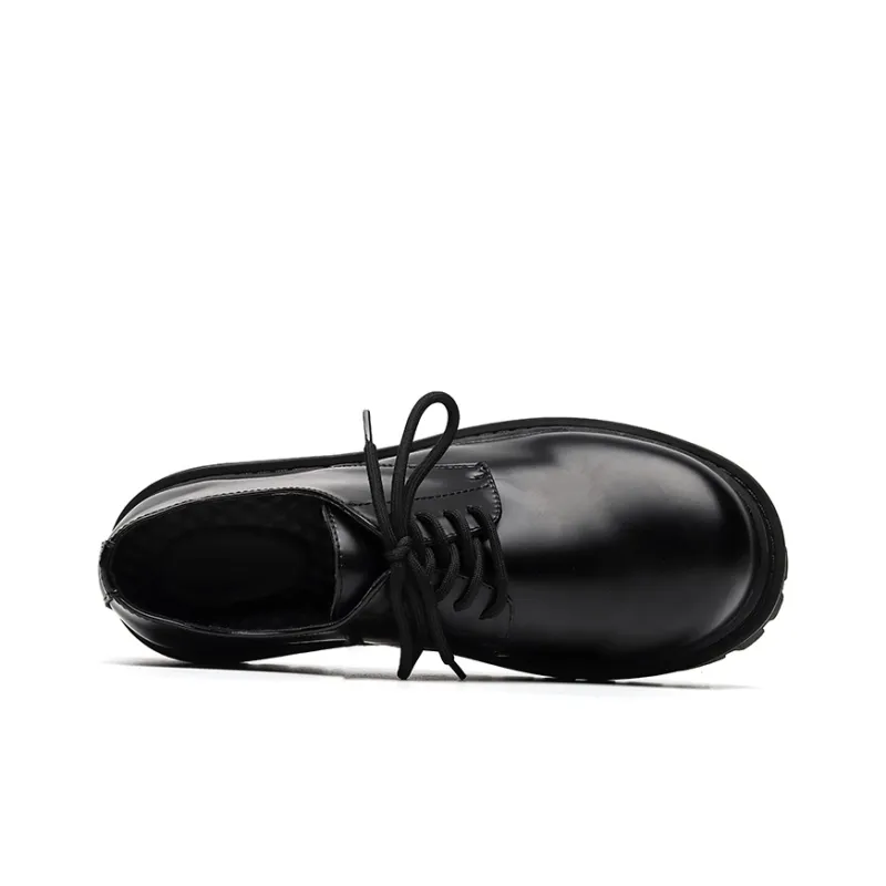 Chi Wolf Derby Shoes Casual Leather Shoes Unisex Black-2