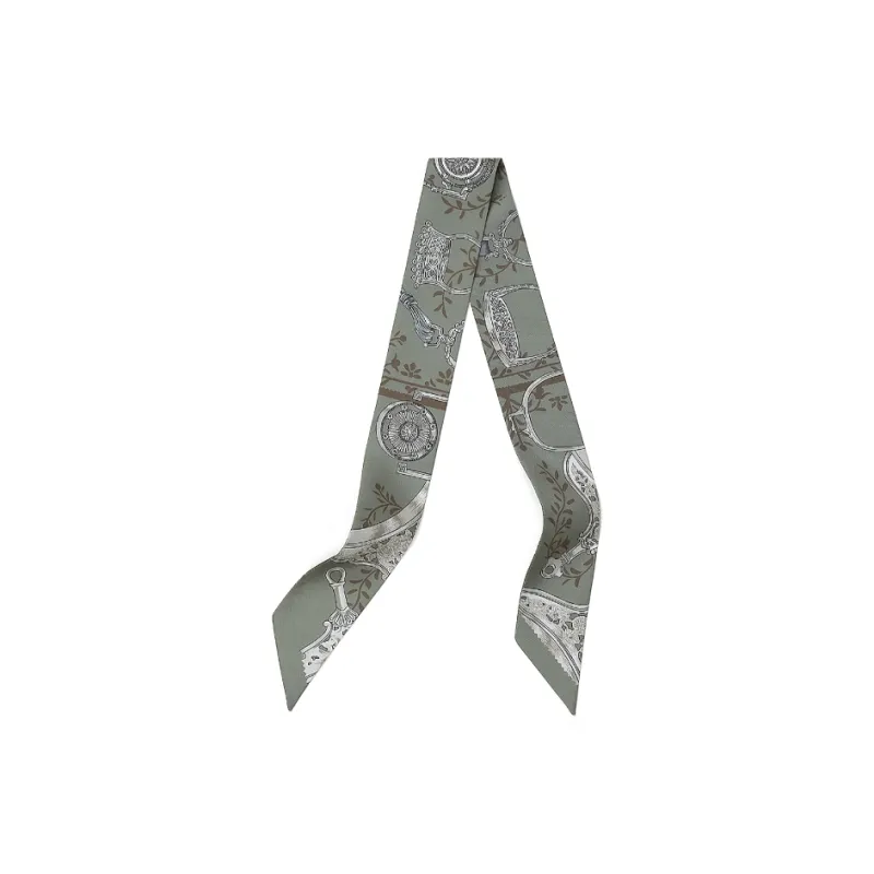 HERMES Silk Scarves Unisex Gray-1