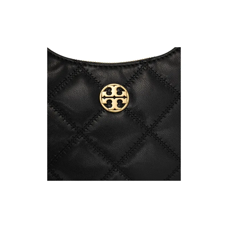 TORY BURCH TB Willa Cow Leather Crescent Moon Bag Shoulder Bag Small Size Women's Black-4