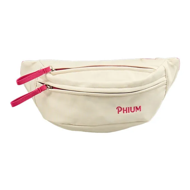 POY Nylon Fabric Crossbody Bag, Dumpling Bag, Sports Bag, Fanny Pack, Sling Bag Medium Size Unisex Ecru-1