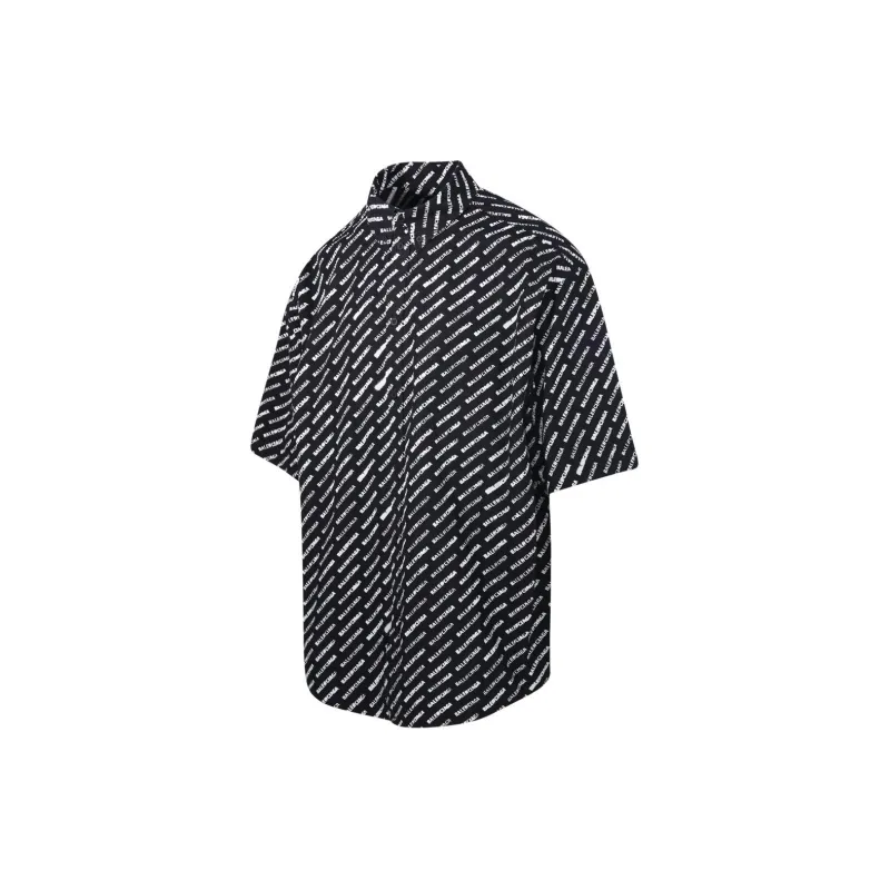 Balenciaga Allover Logo Printed Large Fit Shirt-2
