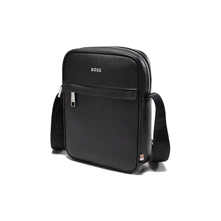 HUGO BOSS SS23 Leather Reporter Bag Crossbody Bag Shoulder Bag Men's Black-1
