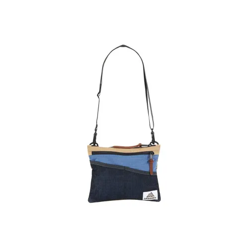 GREGORY Polyester Shoulder Bag, Crossbody Bag Medium Size Unisex Beige & Blue