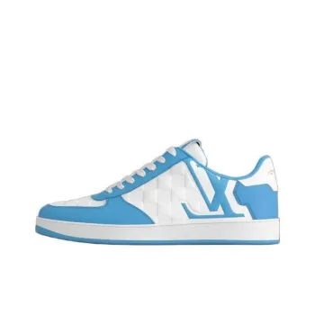LOUIS VUITTON Rivoli Sneaker Low Top Skateboard Shoes Men's White Blue