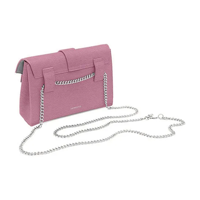 SENREVE Cow Leather Shoulder Bag, Crossbody Bag, Fanny Pack Small Size Women's Taro Pink-3