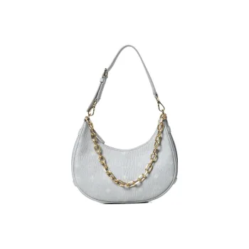 MCM Aren Visetos Nappa Leather Trim Hobo Bag, Shoulder Bag, Handbag Small Size Women's Gray
