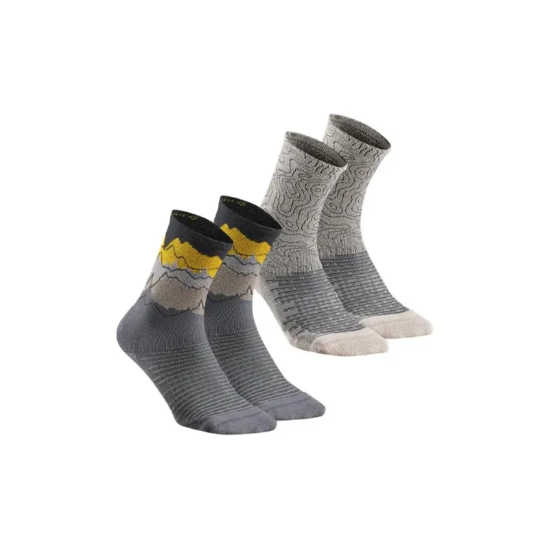 DECATHLON Knee High Socks Unisex 2 Pack Asphalt Gray-0