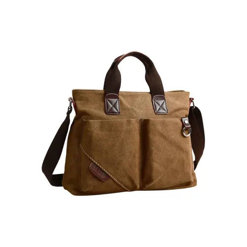 MOYYI Canvas Crossbody Bag Multifunction Computer Briefcase Handbag Shoulder Bag Large Size Men
s Black/Coffee
