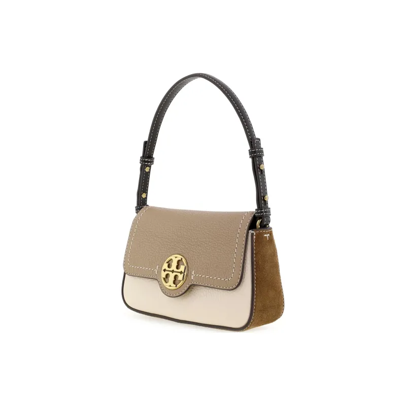 TORY BURCH Leather Baguette Shoulder Bag, Handbag Women's Apricot & Cream White-1