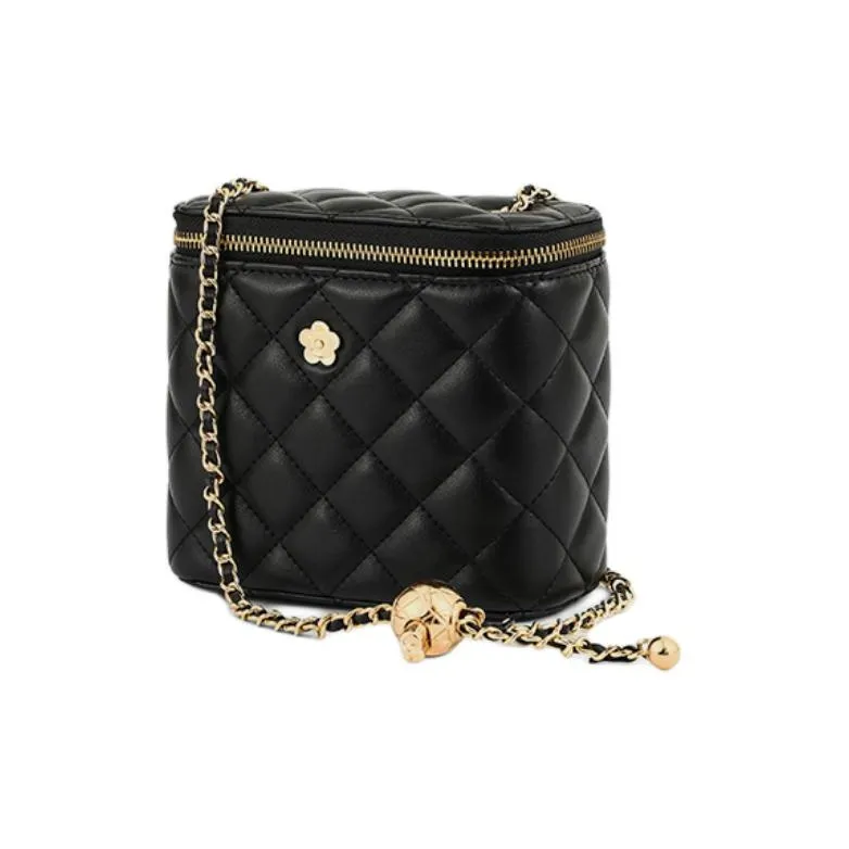 C°BANNER Cow Leather With Synthetic Leather Small Square Bag, Chain Bag, Shoulder Bag Regular Women's Piano Black-3