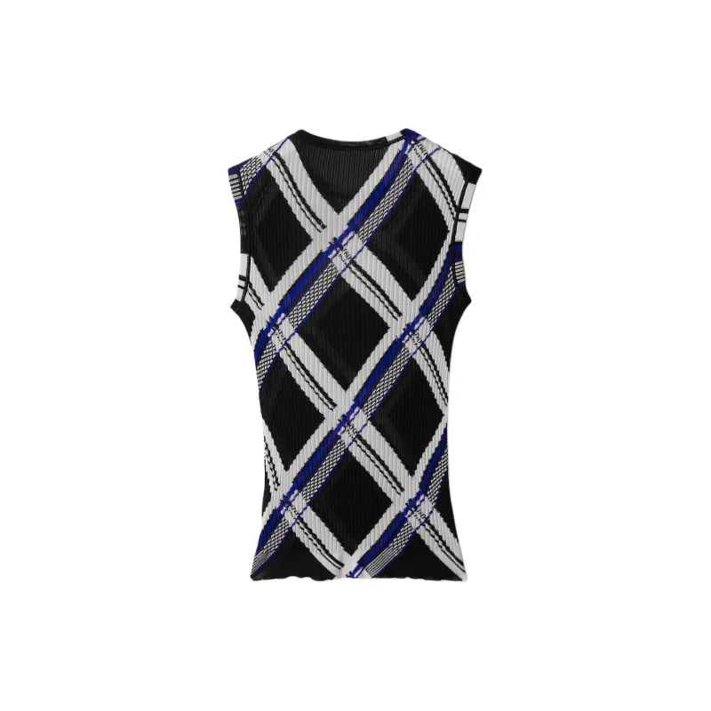 Burberry Checked Ribbed Knit Sleeveless Top-1