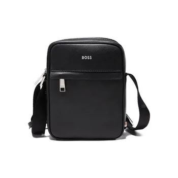 HUGO BOSS SS23 Leather Reporter Bag Crossbody Bag Shoulder Bag Men's Black