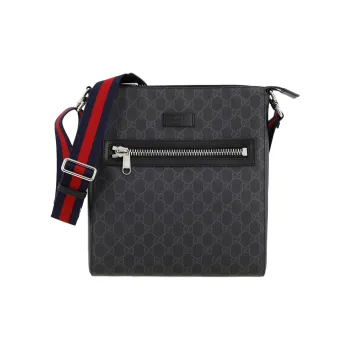 GUCCI Canvas With Leather Messenger Bag, Shoulder Bag, Crossbody Bag Men's