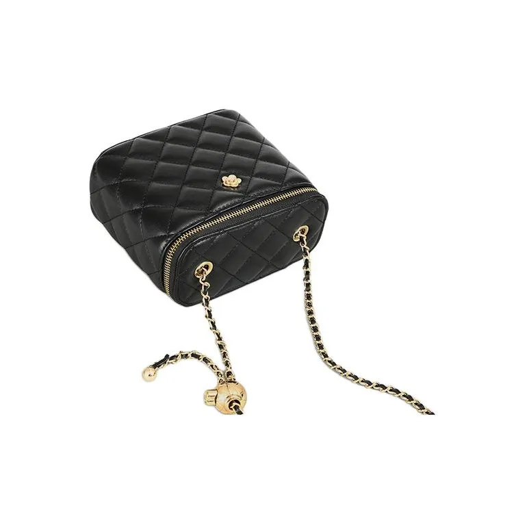 C°BANNER Cow Leather With Synthetic Leather Small Square Bag, Chain Bag, Shoulder Bag Regular Women's Piano Black-6