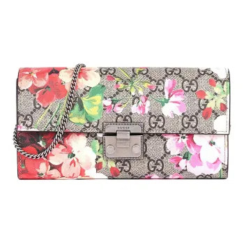 GUCCI Padlock Canvas With Leather Wallet Women's Ebony Multicolor