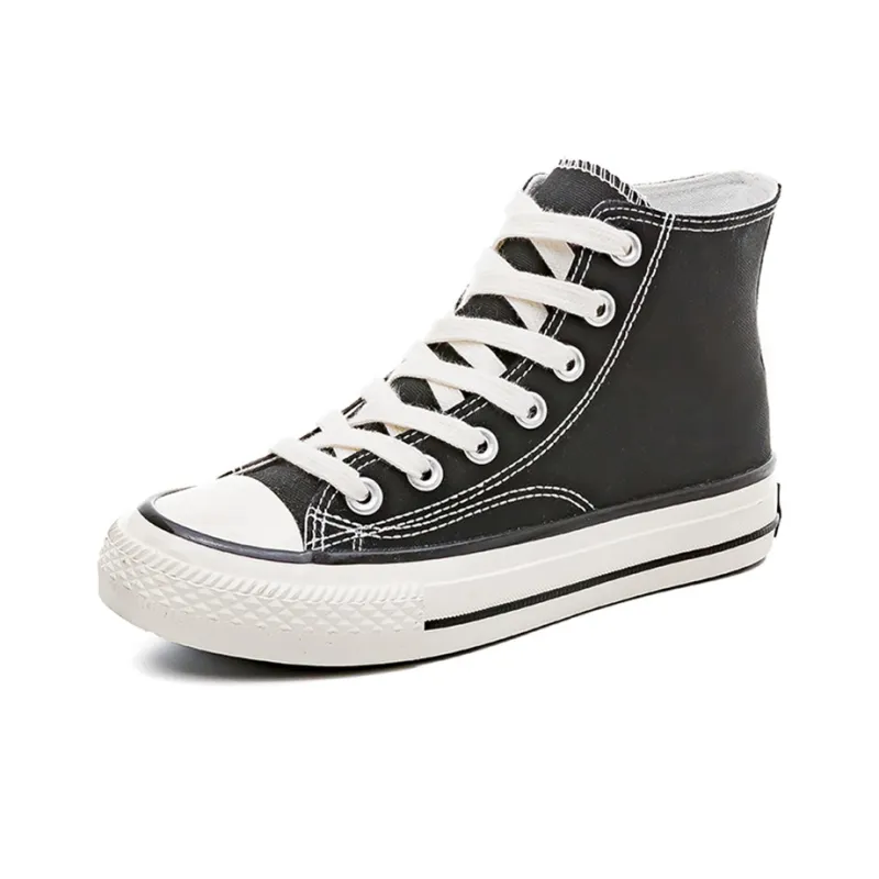 HUANQIU Wear resistant And Lightweight High Top Canvas Shoes Women's Black-1