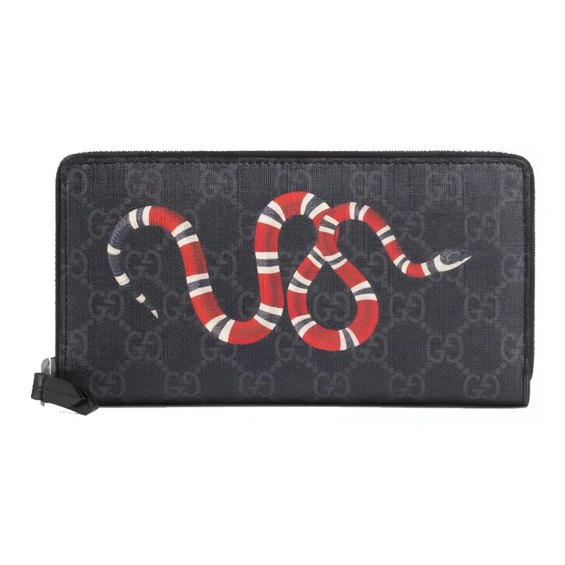 GUCCI Canvas With Leather Wallet Men's Black Gray-0