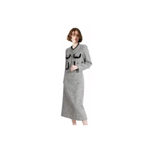 Meiban Two Piece Skirt Sets Women's Gray