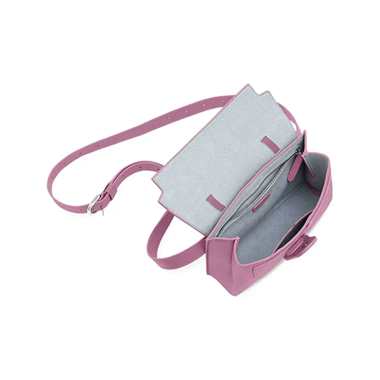 SENREVE Cow Leather Shoulder Bag, Crossbody Bag, Fanny Pack Small Size Women's Taro Pink-2