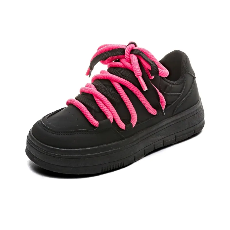 HUANQIU Wear resistant And Lightweight Low Top Skateboard Shoes Women's Black Red-1
