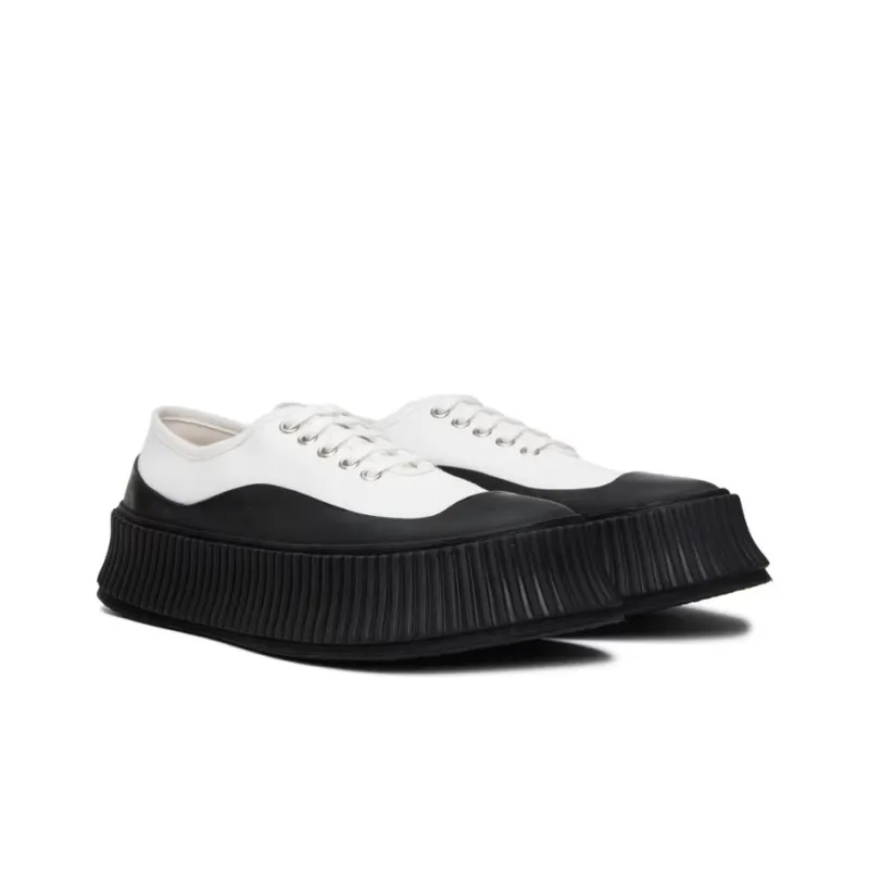 JIL SANDER Low Top Platform Shoes Men's White Black-2