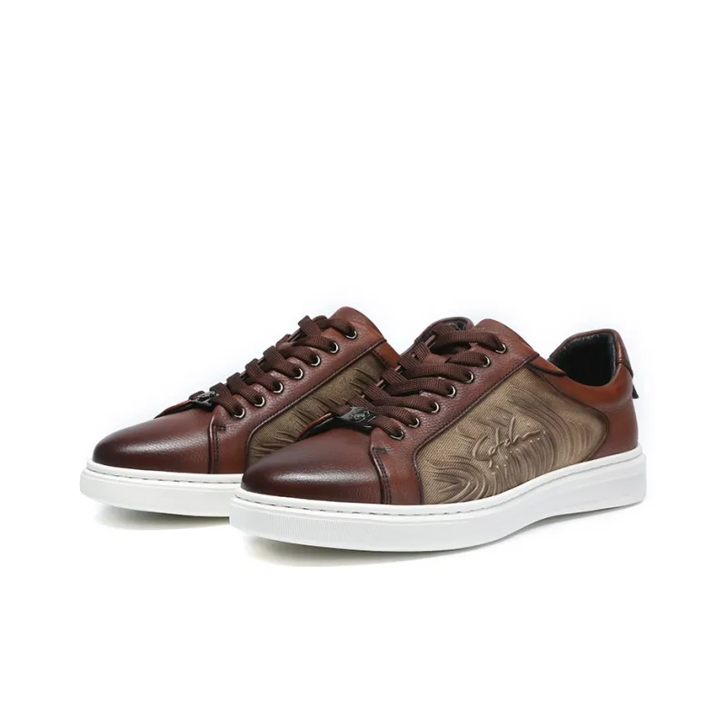 Satchi Lightweight Wear Resistant And Slip Resistant Low Top Skateboard Shoes Men's Brown-4