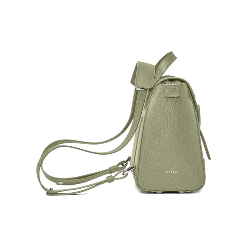 SENREVE Cow Leather Backpack Medium Size Women's Sage Green-1