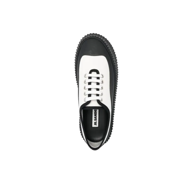 JIL SANDER Low Top Platform Shoes Men's White Black-4