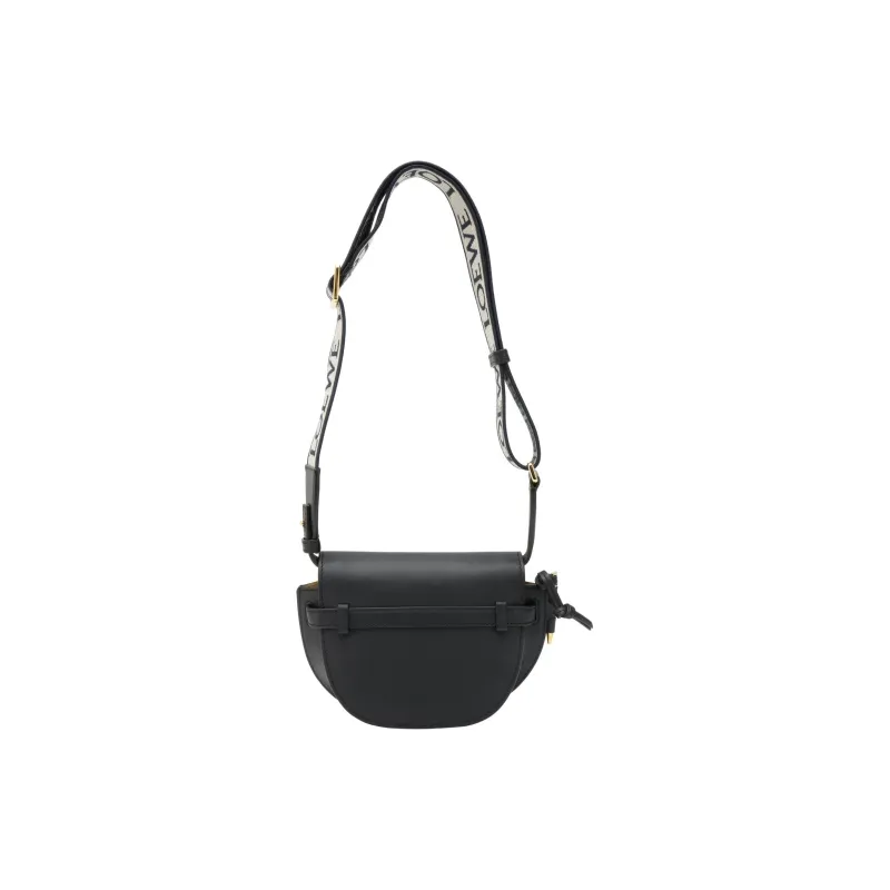 LOEWE Mini Gate Dual Bag In Soft Calfskin And Jacquard Black-2