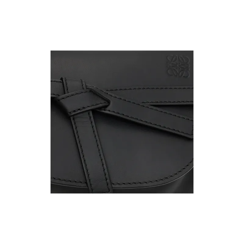 LOEWE Mini Gate Dual Bag In Soft Calfskin And Jacquard Black-4