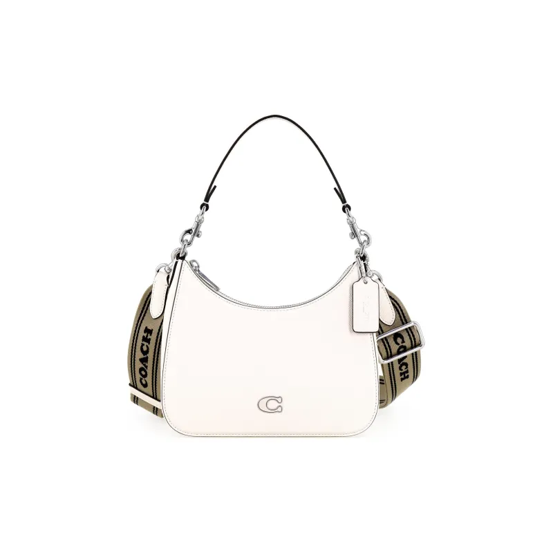COACH Hobo Canvas With Leather Crescent Bag Shoulder Bag Crossbody Bag Handbag Medium Size Women's White-0