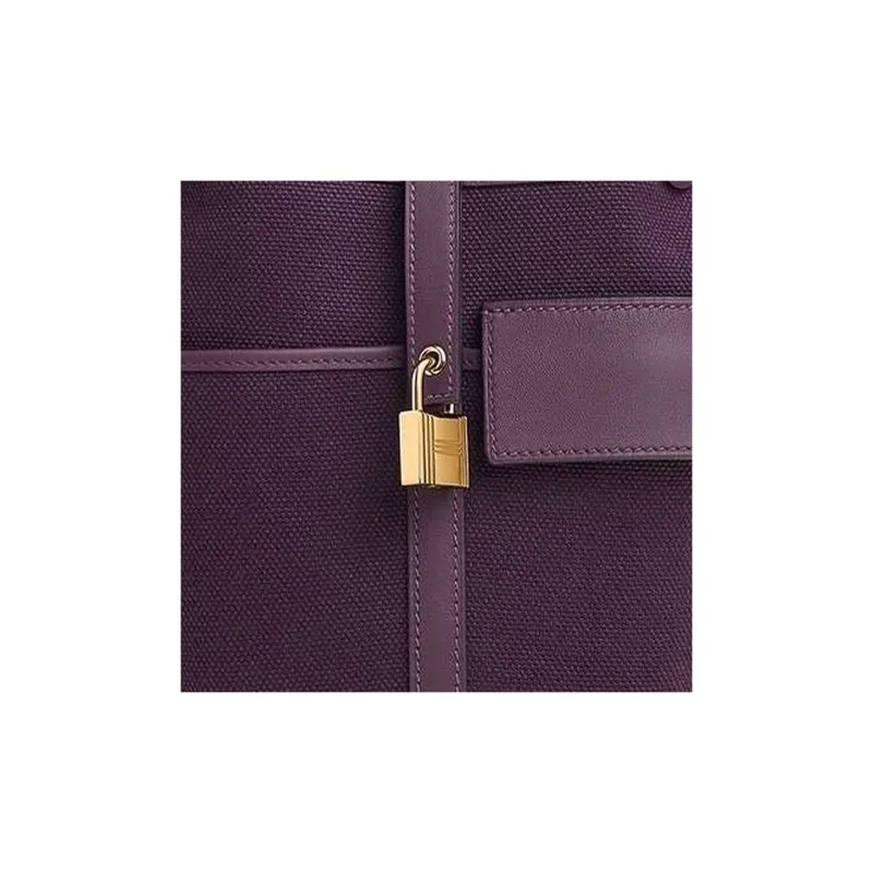HERMES Picotin Canvas With Swift Calfskin Basket Bag Handbag Bucket Bag 18 Women's Grape Purple/Blackcurrant Purple-2