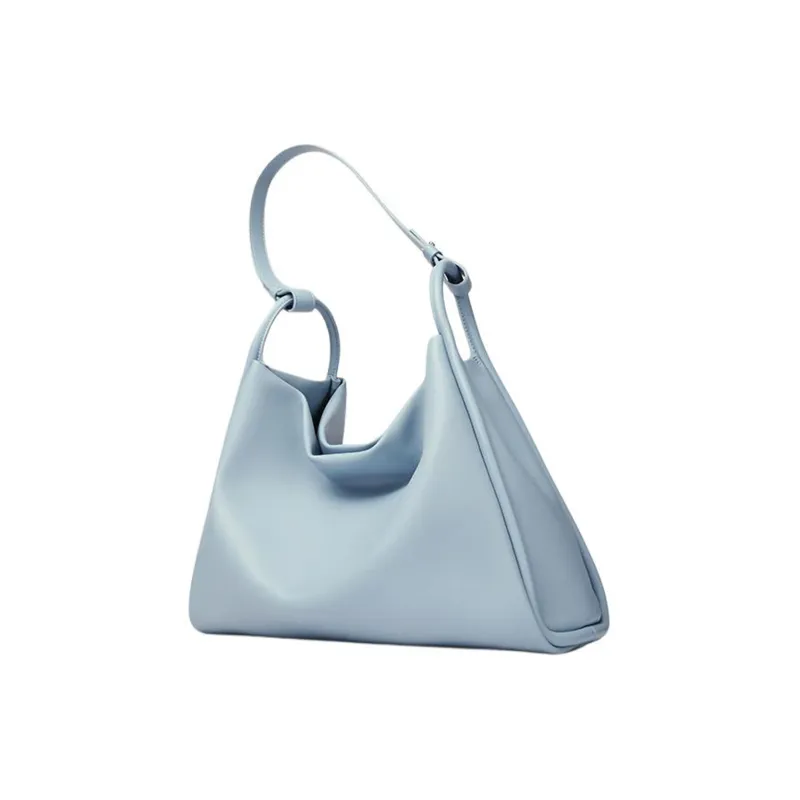 BELLE Split Cow Leather Tote Bag Shopping Bag Handbag Shoulder Bag Women's Blue-4