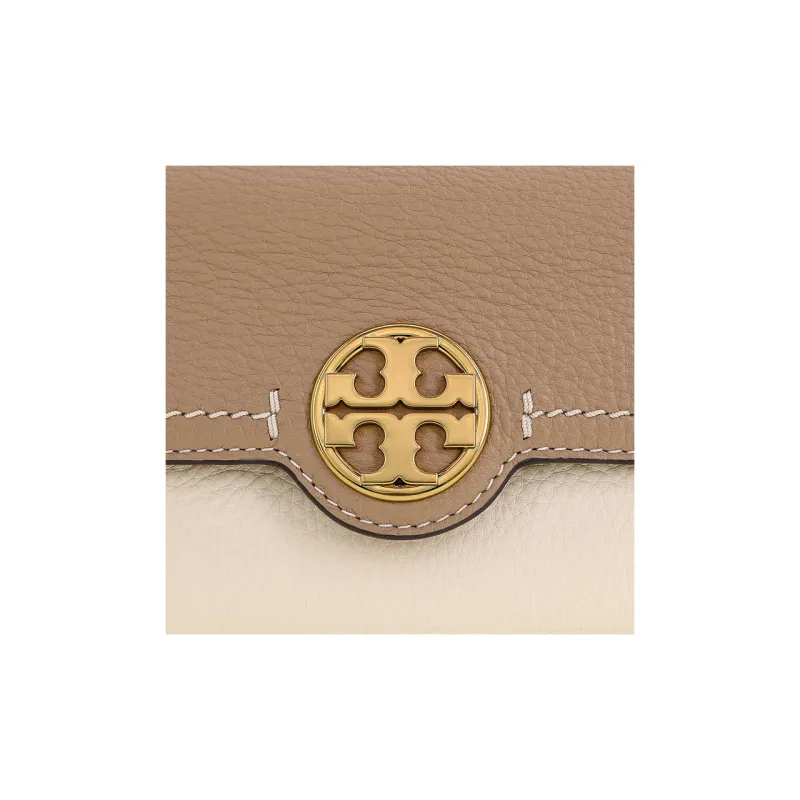 TORY BURCH Leather Baguette Shoulder Bag, Handbag Women's Apricot & Cream White-5