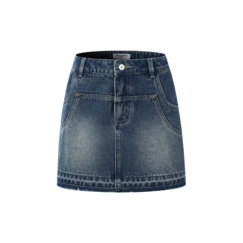 Three Quarters Casual Short Skirts Women's Blue