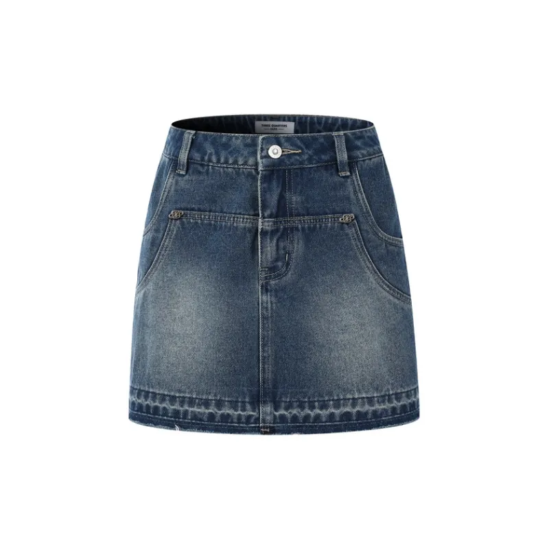 Three Quarters Casual Short Skirts Women's Blue-0