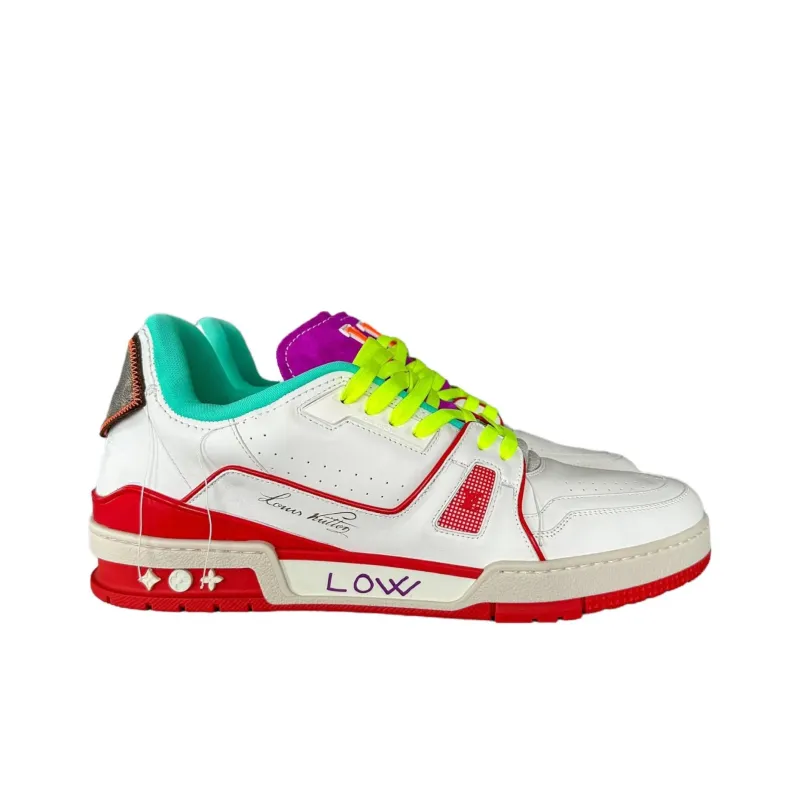 LOUIS VUITTON Low Top Skateboard Shoes Men's White Red Green-1