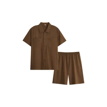 Sha Qian Pajama Set Summer Men's Brown