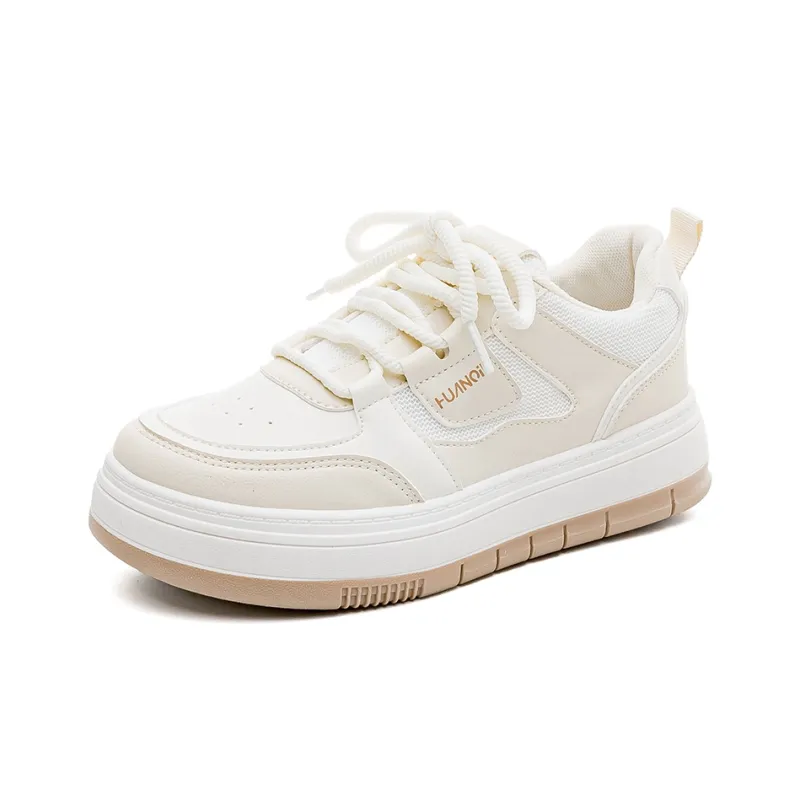 HUANQIU Non-slip Lightweight Low-Top Skateboard Shoes Women's Beige-1
