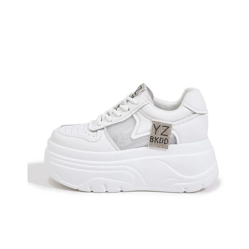 Milan Love Song Cushioning Height Increasing Wear-Resistant Quick Dry Low-Top Skateboard Shoes Women's White-0