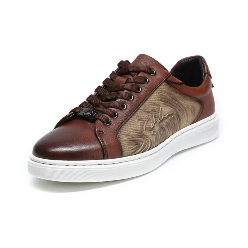 Satchi Lightweight Wear Resistant And Slip Resistant Low Top Skateboard Shoes Men's Brown-1