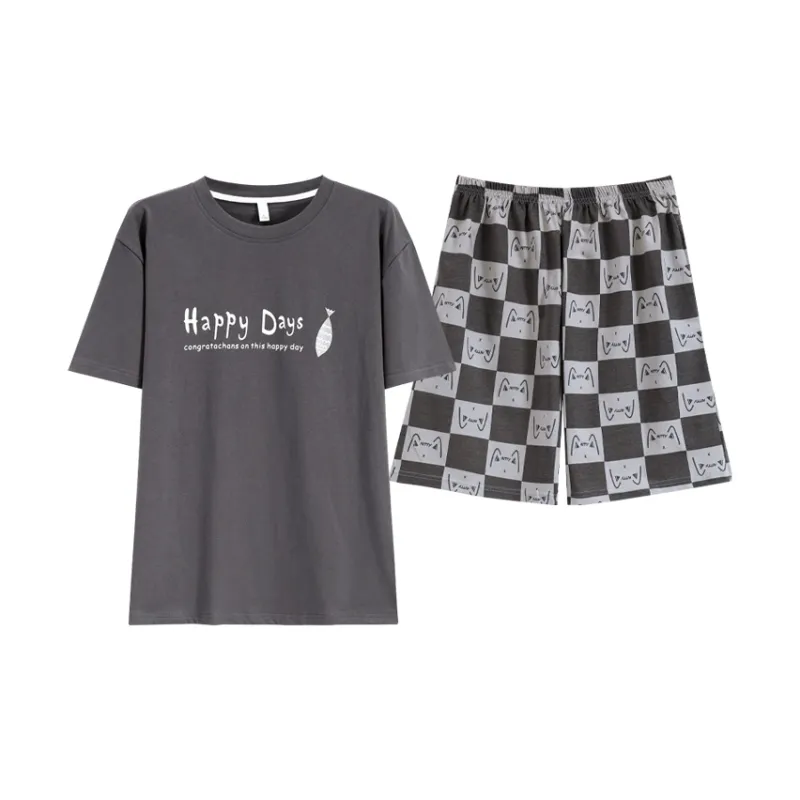 Pretty Lady Pajama Set Men's Dark Gray-0