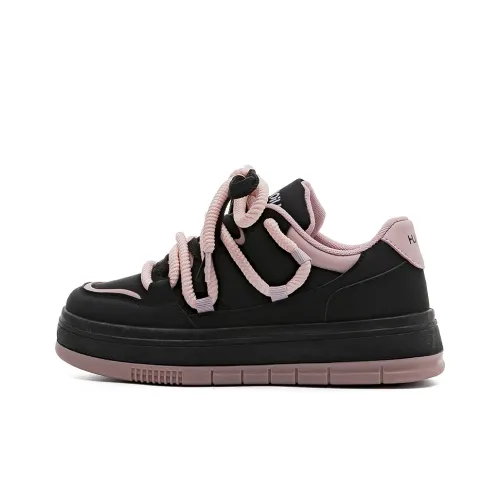 HUANQIU Cushioning Lightweight Low Top Skateboard Shoes Women's Black Pink